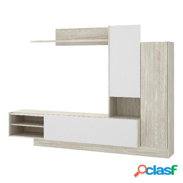 Mueble de Salón TV Compacto Dekit Elm Gris Blanco Brillo