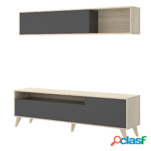 Mueble de Salón y televisor compacto Dekit Bonn Natural y