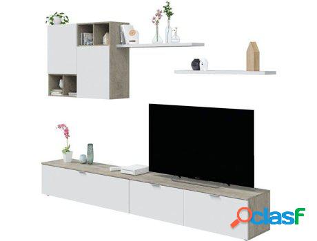 Mueble de TV HABITDESIGN EVO (Blanco Artik - Roble Alaska -