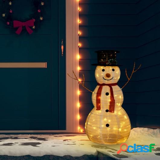 Muñeco de nieve navideño decorativo LED tela lujosa 90 cm