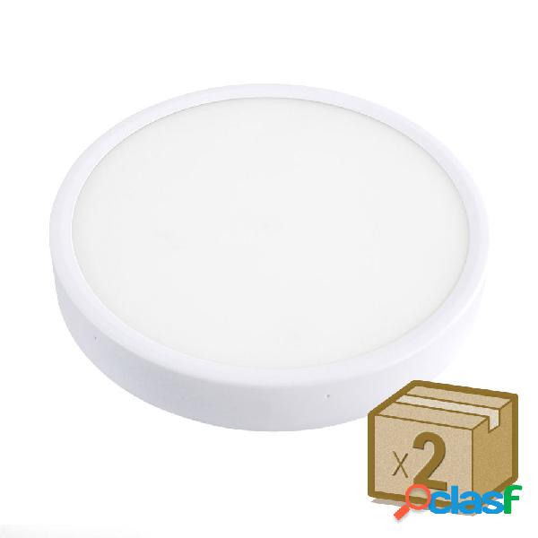 Pack 2 x plafón led frosvik 18w superficie blanco cálido