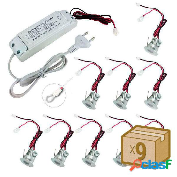 Pack 9 x foco led sun mini 9x1w regulable triac blanco