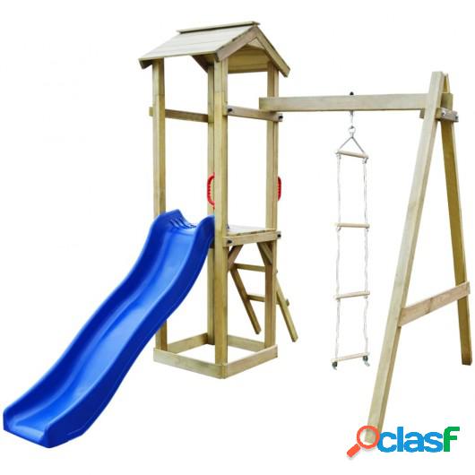 Parque infantil con tobogán y escaleras de madera FSC