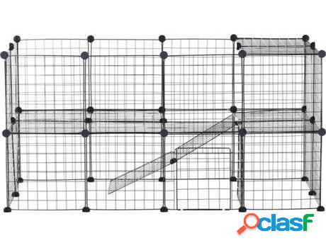 Parque para Conejos PAWHUT 36 Paneles (Negro - 146x73x73cm -