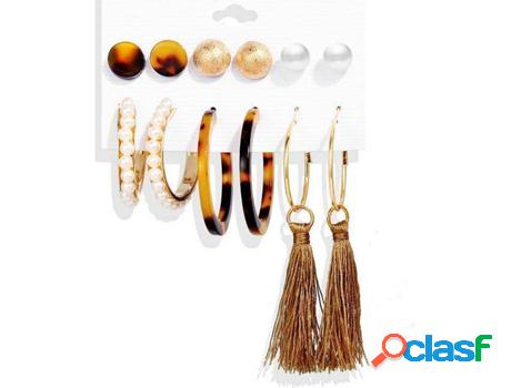 Pendientes INF 6 pare dorado/marrón