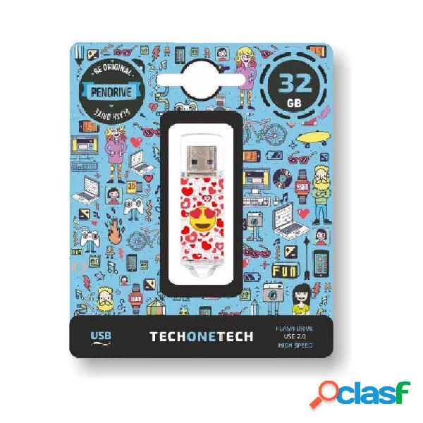 Pendrive 32GB Tech One Tech Emojis Heart Eyes USB 2.0