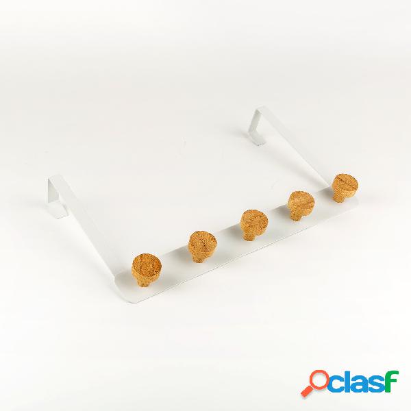 Perchero con 5 ganchos de metal blanco 33x8x20cm