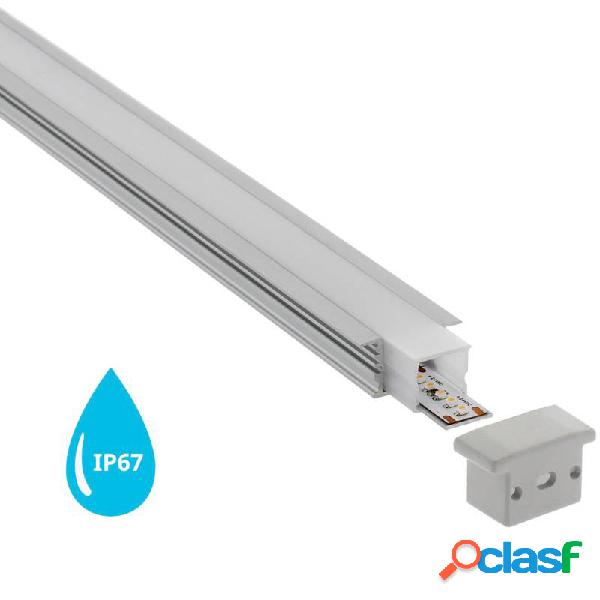 Perfil aluminio kor in para tiras led 2 metros ip67