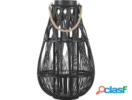 Pieza Decorativa Linterna Tonga (Negro - Madera de bambú