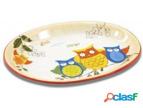 Plato HOGAR Y MÁS Ovalado Búho (41x28x4.5 cm)