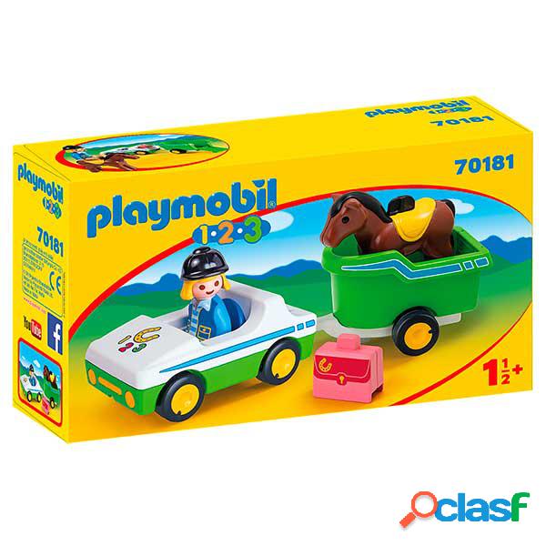 Playmobil 70181 1.2.3 Coche con Remolque de Caballo
