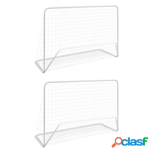 Porterías de fútbol 2 uds con red 182x61x122 cm acero