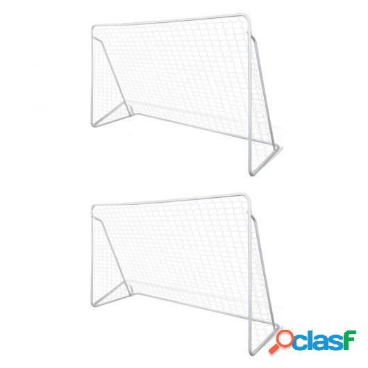 Porterías de fútbol de acero 2 unidades 240x90x150 cm
