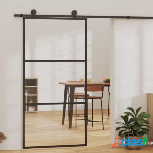 Puerta corredera ESG vidrio y aluminio 102x205 cm negra