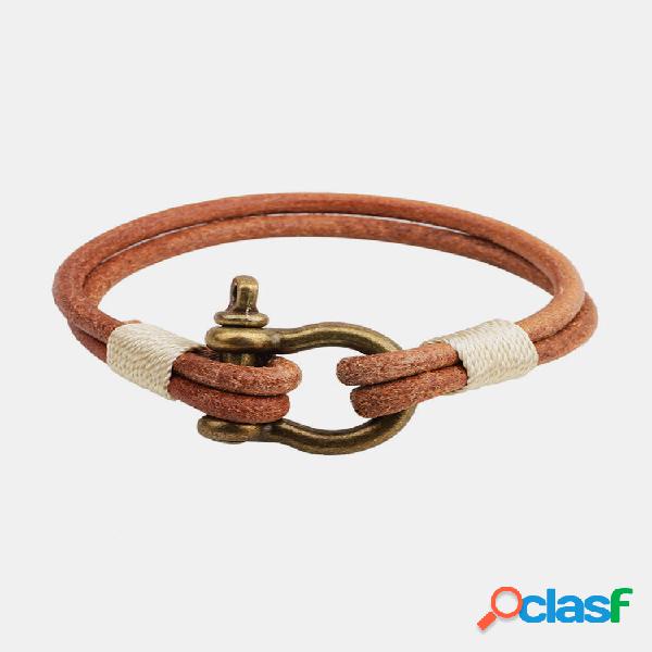 Pulsera de hombre simple de aleación de cuero cerradura