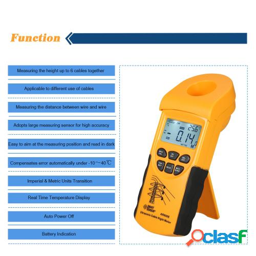 SMART SENSOR Medidor de altura de cable ultrasónico LCD