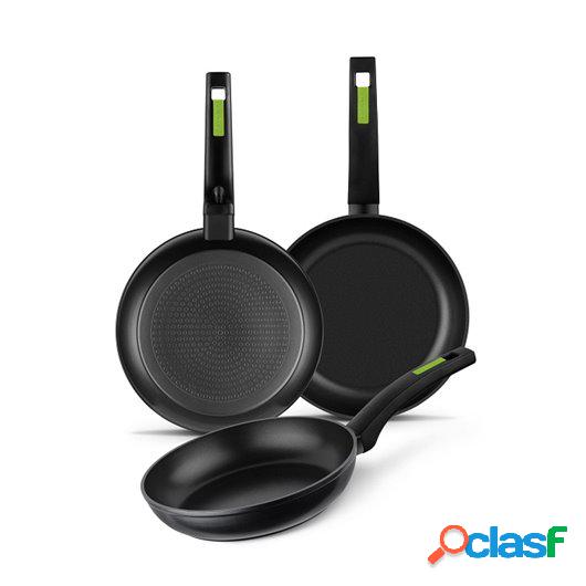 Sarten Cocina 18-22-26Cm Ind Neg/Ver Monix 3 Pz