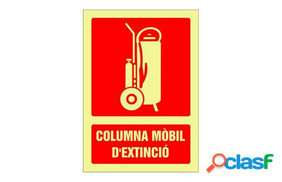 Señal fotoluminiscente columna mobil extinción catalan