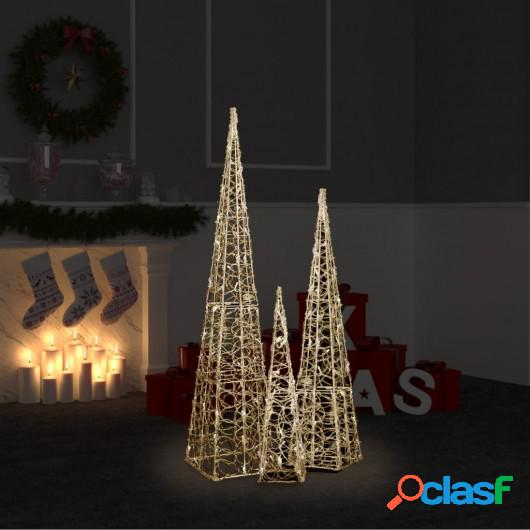 Set cono luz LED decorativo acrílico blanco cálido