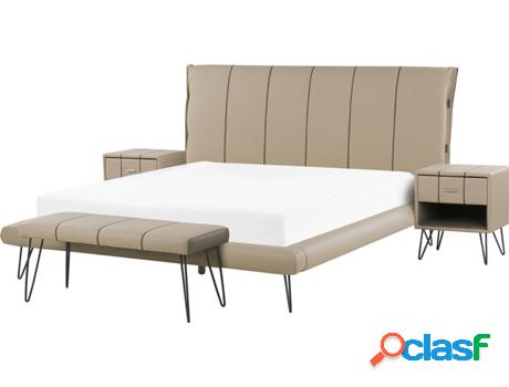 Set de Dormitorio 4 Piezas + Cama Betin (Beije - Piel