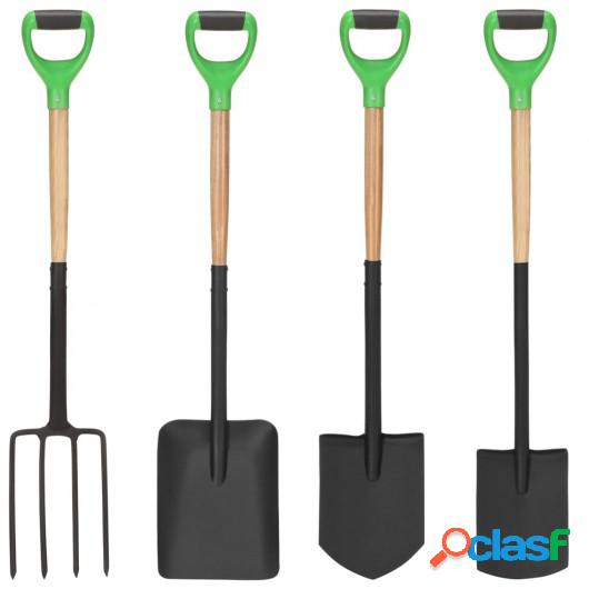 Set de herramientas de jardín 4 pzas D agarre acero madera