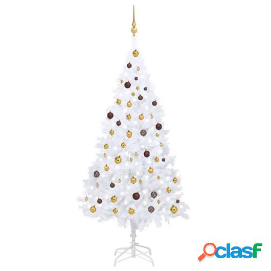 Set de árbol de Navidad artificial LED y bolas PVC blanco