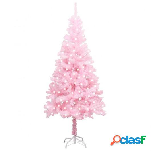 Set de árbol de Navidad artificial LEDs y soporte rosa 240
