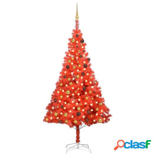 Set de árbol de Navidad artificial con LED y bolas rojo 210