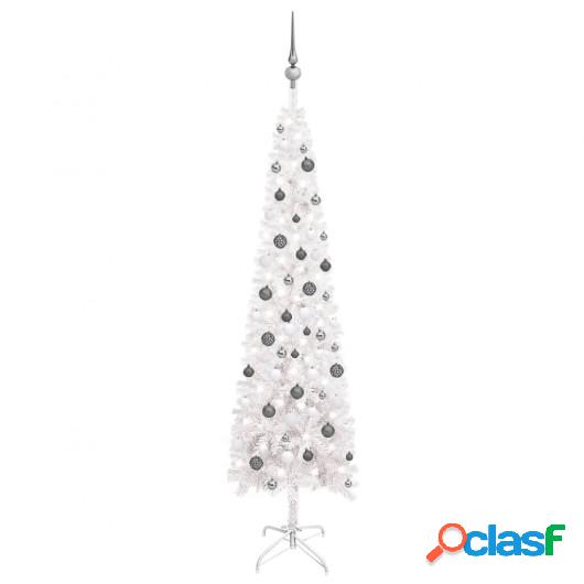 Set de árbol de Navidad estrecho con LED y bola blanco 210