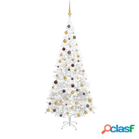 Set medio árbol de Navidad artificial LED bola L blanco