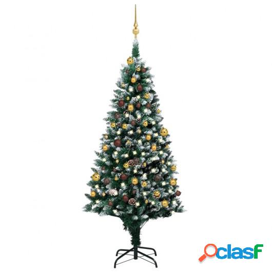 Set medio árbol de Navidad artificial LED, bolas y piñas