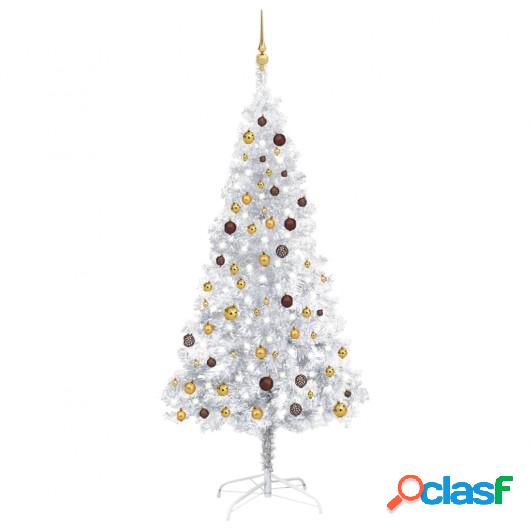 Set árbol de Navidad artificial LED y bolas plateado PET