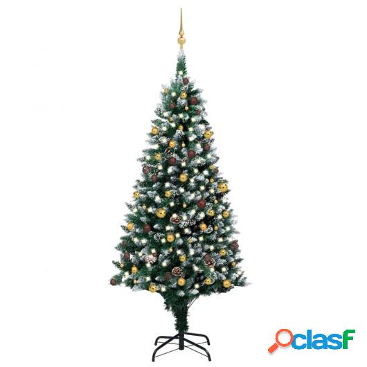 Set árbol de Navidad artificial con LED, bolas y piñas 240
