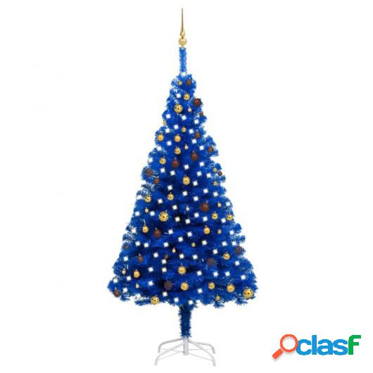 Set árbol de Navidad artificial con LED y bolas azul 240 cm