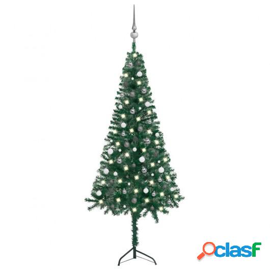 Set árbol de Navidad artificial esquina LED y bola verde