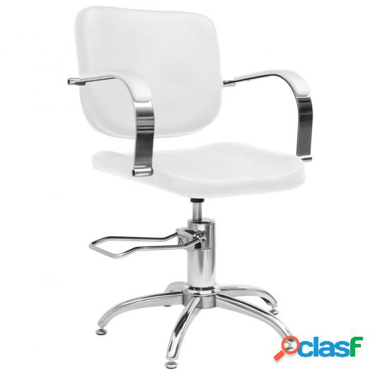 Silla de salón de belleza de cuero sintético blanco