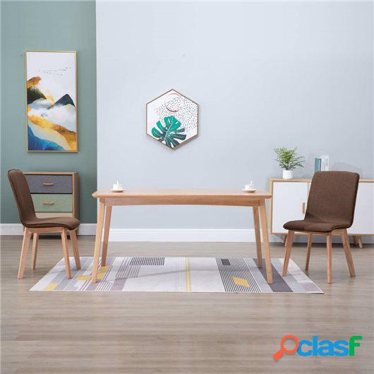 Sillas de comedor 2 uds tela marrón y madera maciza de