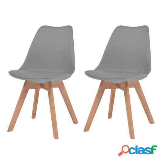 Sillas de comedor 2 unidades cuero artificial y madera gris
