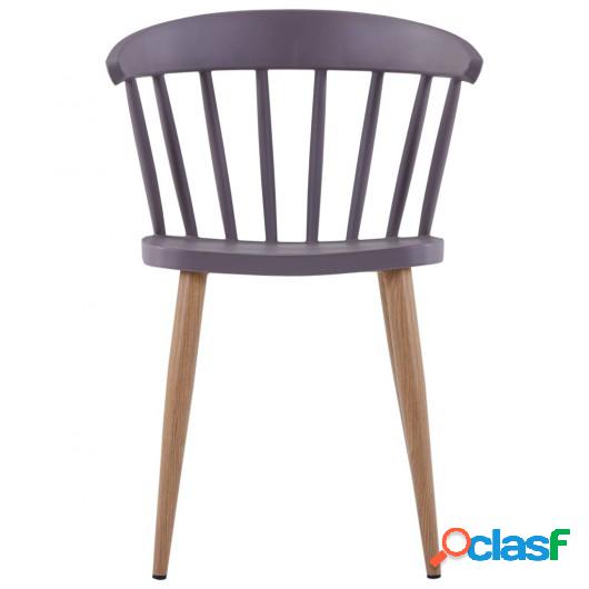 Sillas de comedor 4 unidades plástico y acero gris