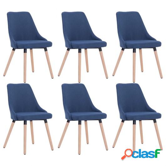 Sillas de comedor 6 unidades tela azul