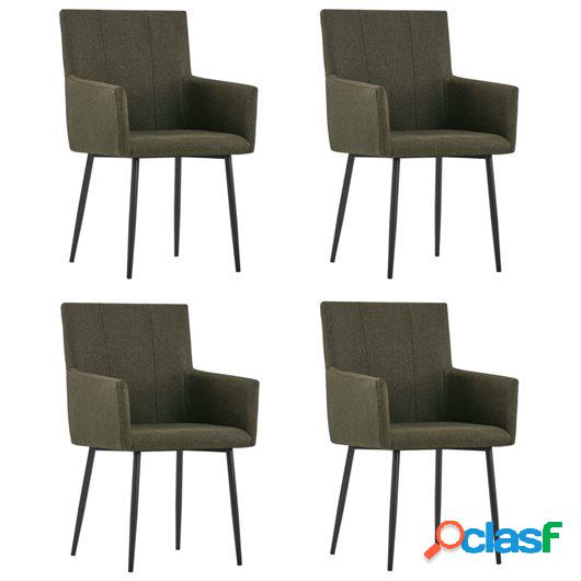 Sillas de comedor con reposabrazos 4 unidades tela marrón