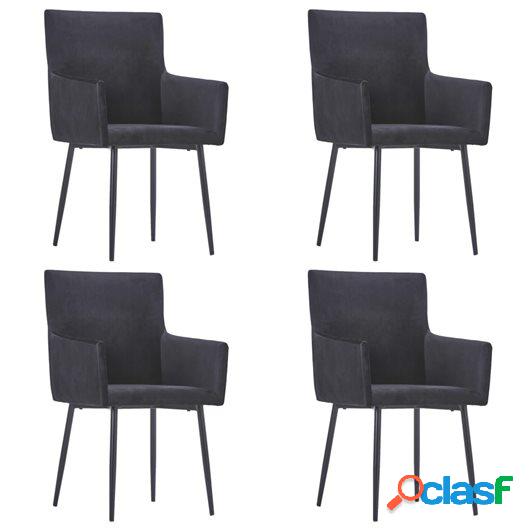 Sillas de comedor con reposabrazos 4 unidades terciopelo