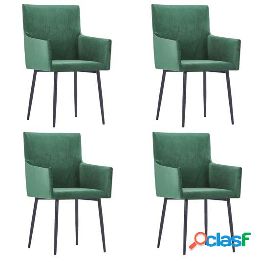 Sillas de comedor con reposabrazos 4 unidades terciopelo