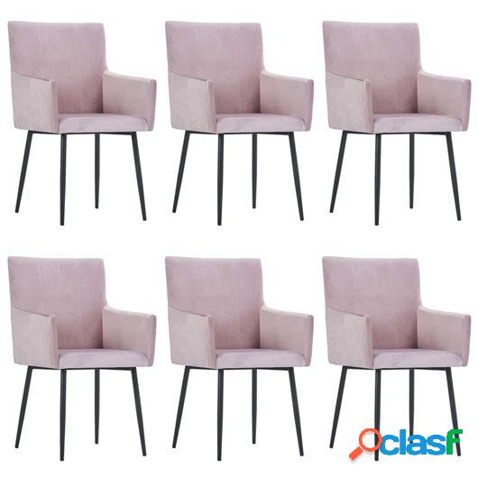 Sillas de comedor con reposabrazos 6 unidades terciopelo