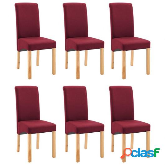 Sillas de comedor de tela roja 6 unidades