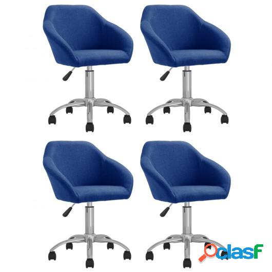 Sillas de comedor giratorias 4 unidades tela azul