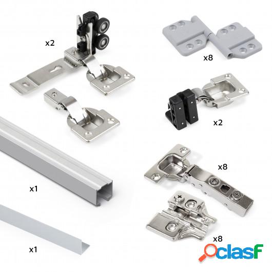 Sistema Twofold para 2 puertas correderas de madera colgadas