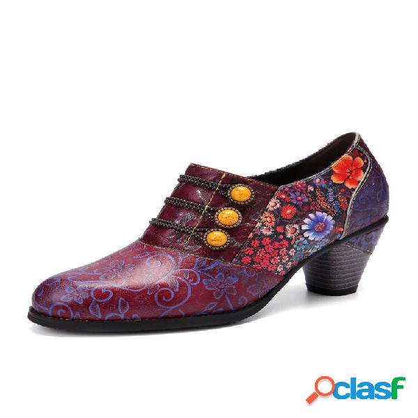 Socofy Retro Estampado floral en relieve Diseño cuenta