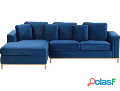 Sofá BELIANI Oslo (Azul - Terciopelo -151x270x64 cm)