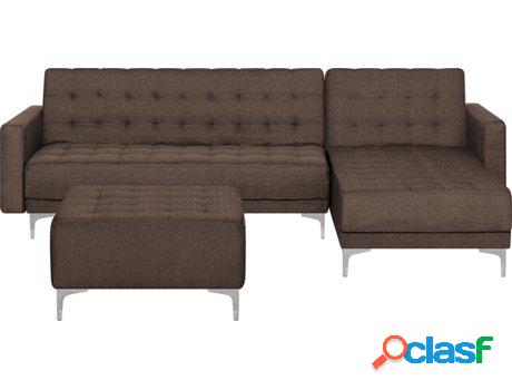 Sofá Cama con Reposapiés Aberdeen (Marrón - Poliéster